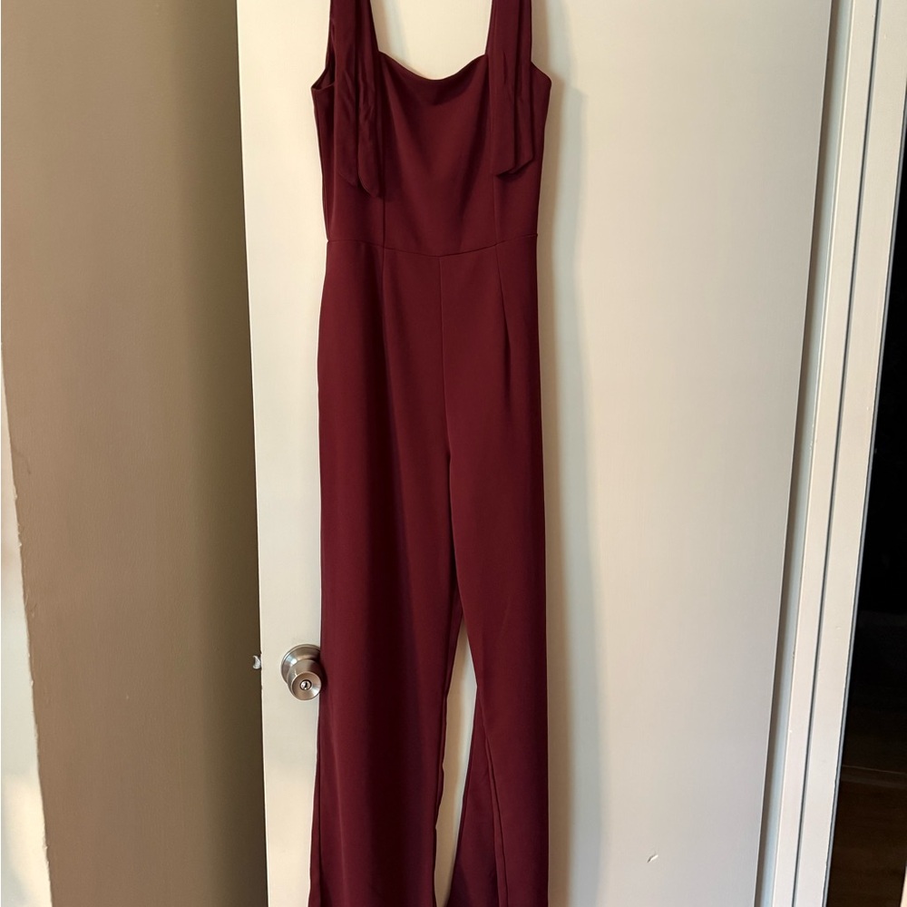 Francesca's Collections Red Jumpsuit with Fitted Bodice